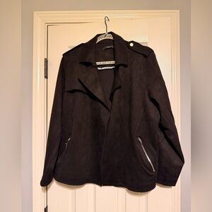 Tahari Black Faux Leather Jacket